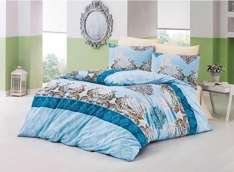 lenjerie de pat din bumbac 100% ranforce Elmas Blue
